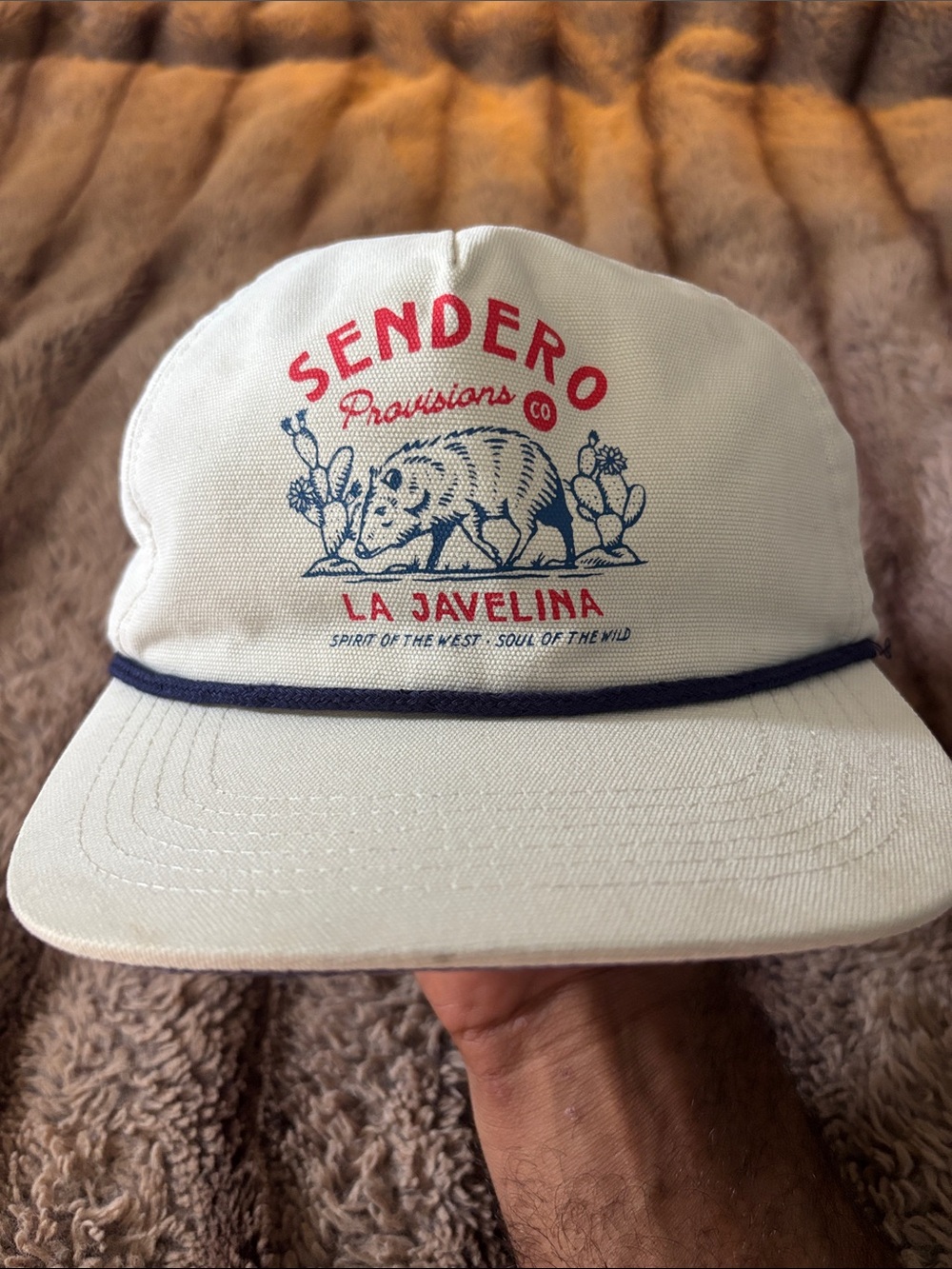 La Javelina men White Canvas Cap